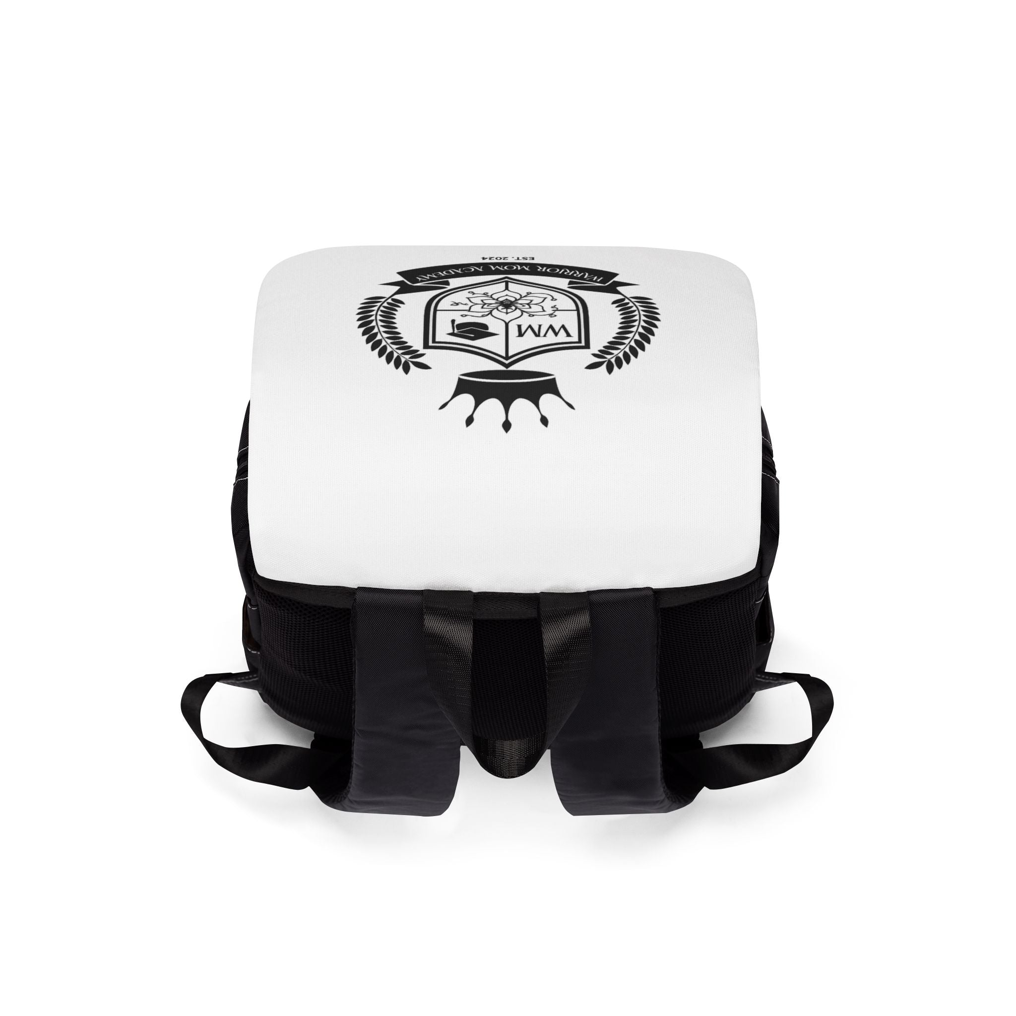 Personalized Crest Backpack — 'Warrior Mom Academy' Shield School Bag