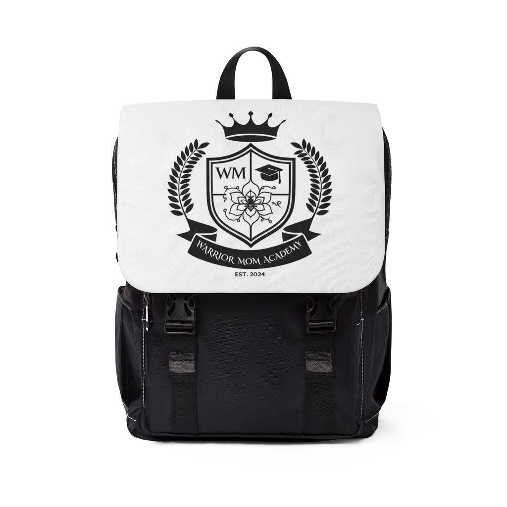 Personalized Crest Backpack — 'Warrior Mom Academy' Shield School Bag